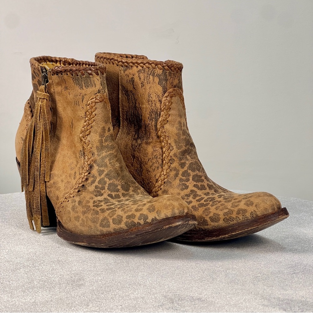 Old Gringo Adela Leopard Ankle Booties with Fringe